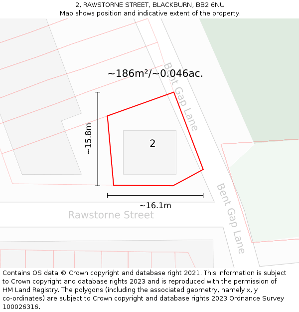 2, RAWSTORNE STREET, BLACKBURN, BB2 6NU: Plot and title map