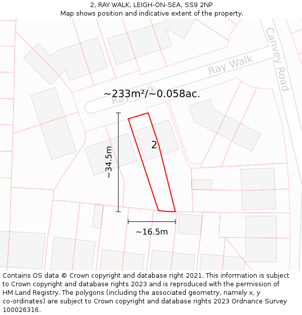 2, RAY WALK, LEIGH-ON-SEA, SS9 2NP: Plot and title map