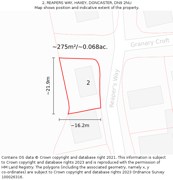 2, REAPERS WAY, HAXEY, DONCASTER, DN9 2NU: Plot and title map