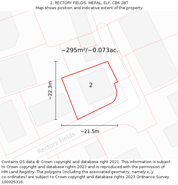 2, RECTORY FIELDS, MEPAL, ELY, CB6 2BT: Plot and title map