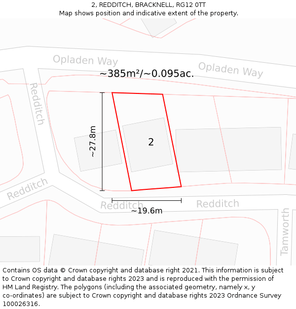 2, REDDITCH, BRACKNELL, RG12 0TT: Plot and title map