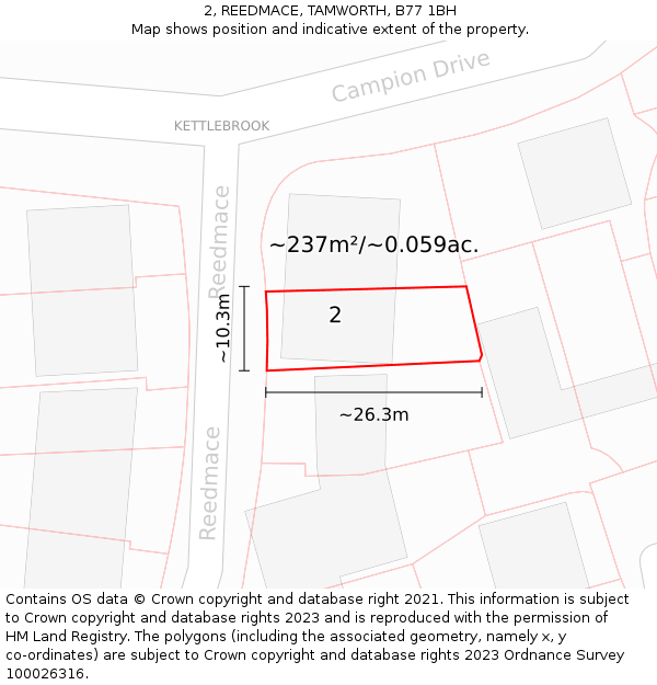 2, REEDMACE, TAMWORTH, B77 1BH: Plot and title map