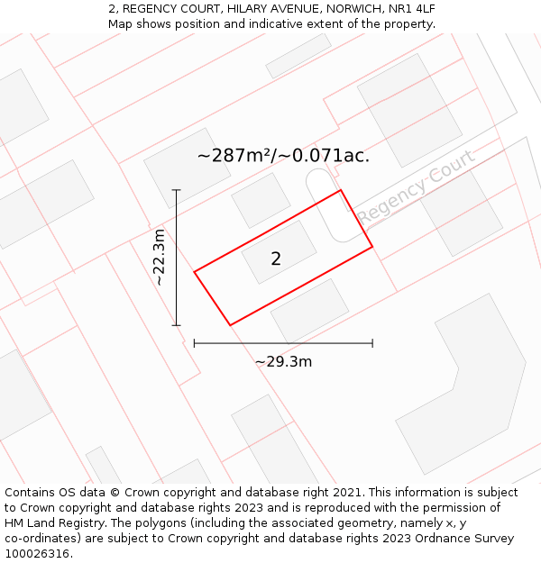 2, REGENCY COURT, HILARY AVENUE, NORWICH, NR1 4LF: Plot and title map