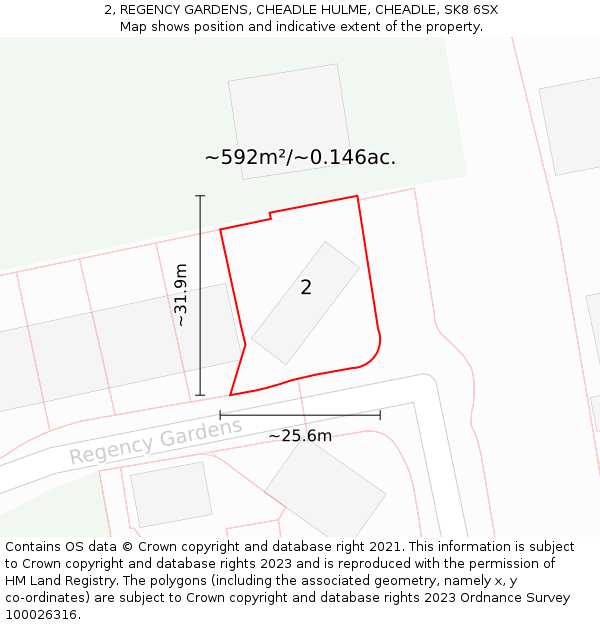 2, REGENCY GARDENS, CHEADLE HULME, CHEADLE, SK8 6SX: Plot and title map