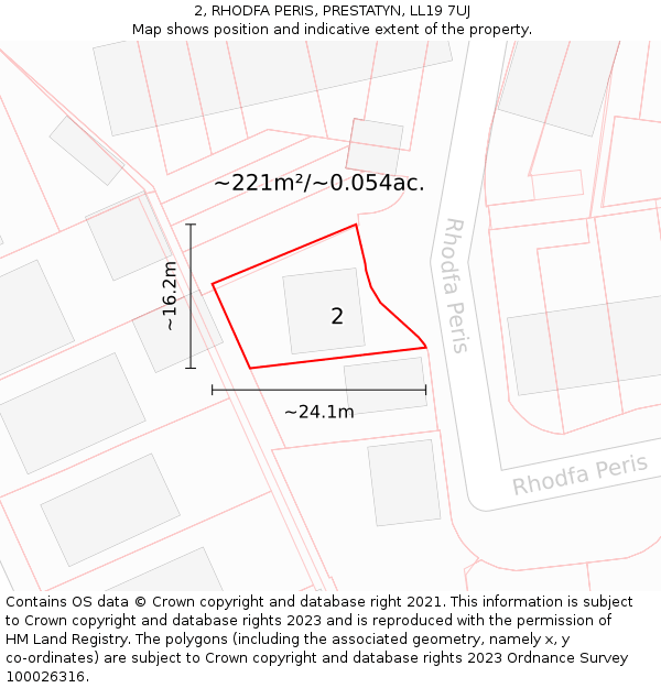 2, RHODFA PERIS, PRESTATYN, LL19 7UJ: Plot and title map