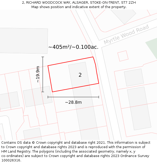 2, RICHARD WOODCOCK WAY, ALSAGER, STOKE-ON-TRENT, ST7 2ZH: Plot and title map