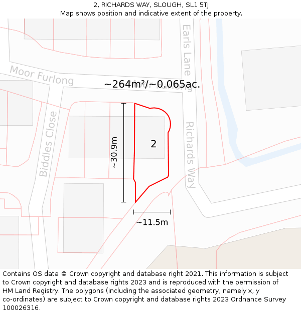 2, RICHARDS WAY, SLOUGH, SL1 5TJ: Plot and title map