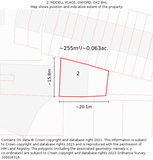 2, RIDDELL PLACE, OXFORD, OX2 8HL: Plot and title map