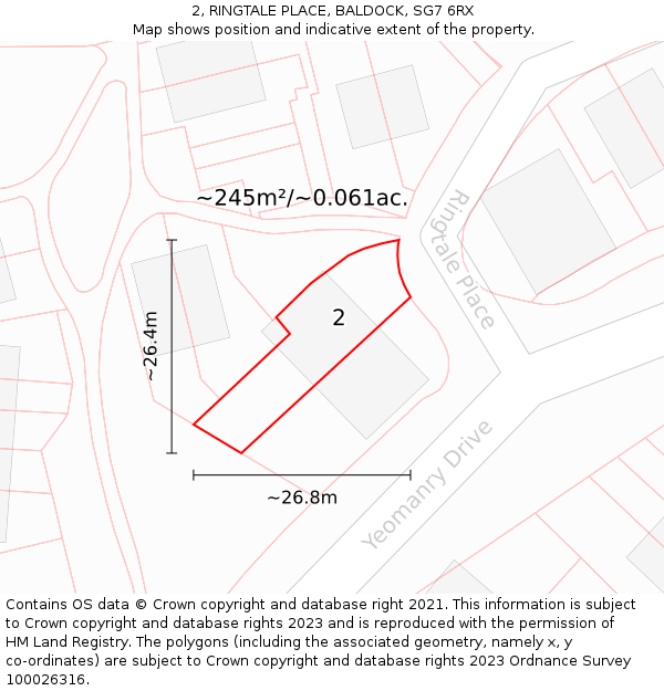2, RINGTALE PLACE, BALDOCK, SG7 6RX: Plot and title map