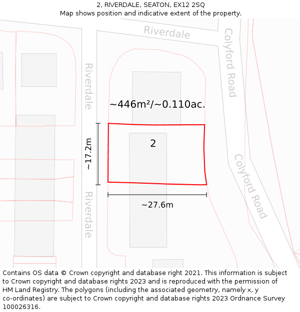 2, RIVERDALE, SEATON, EX12 2SQ: Plot and title map