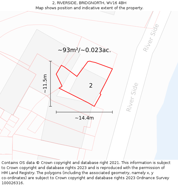 2, RIVERSIDE, BRIDGNORTH, WV16 4BH: Plot and title map