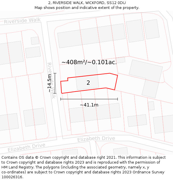 2, RIVERSIDE WALK, WICKFORD, SS12 0DU: Plot and title map