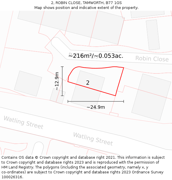 2, ROBIN CLOSE, TAMWORTH, B77 1GS: Plot and title map