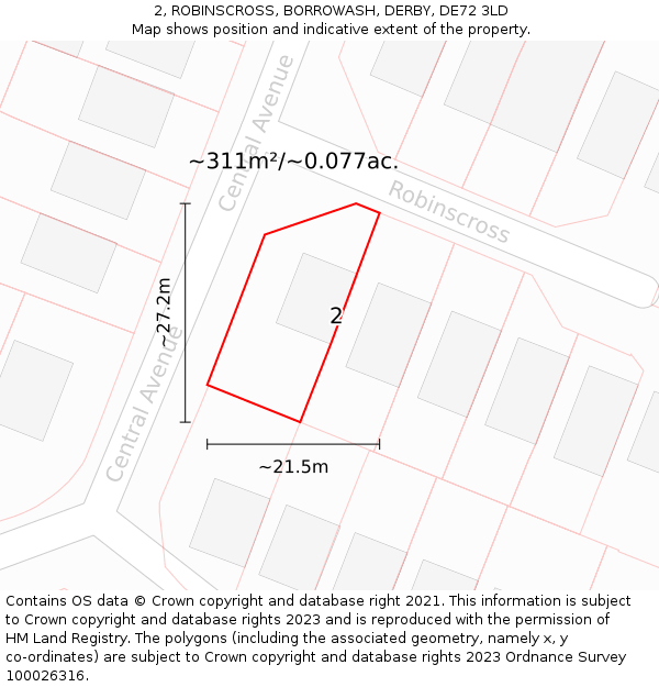 2, ROBINSCROSS, BORROWASH, DERBY, DE72 3LD: Plot and title map