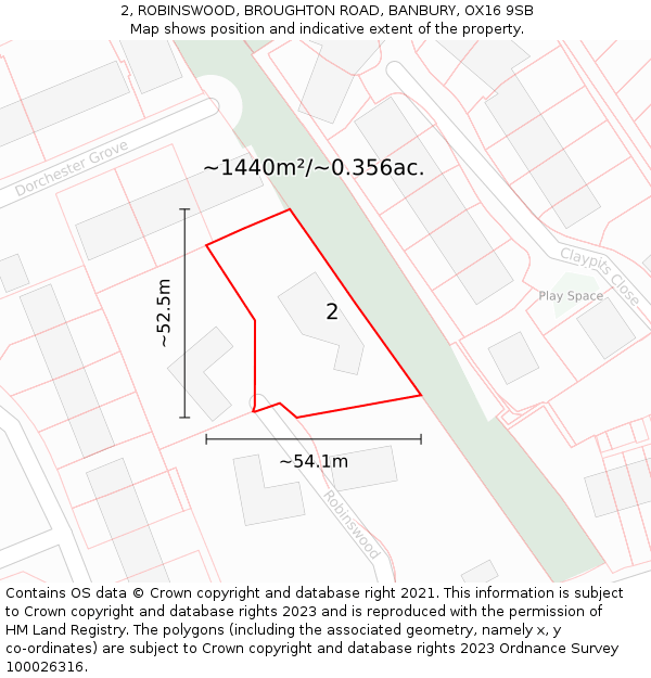 2, ROBINSWOOD, BROUGHTON ROAD, BANBURY, OX16 9SB: Plot and title map