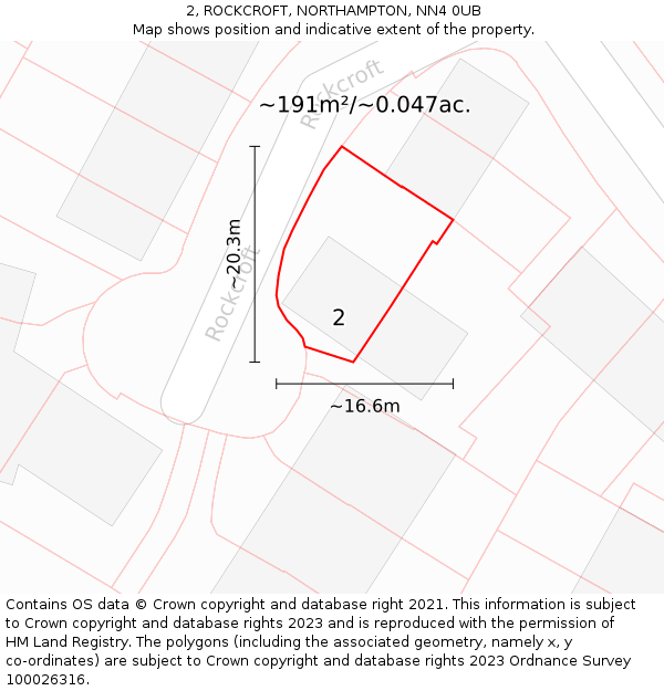 2, ROCKCROFT, NORTHAMPTON, NN4 0UB: Plot and title map