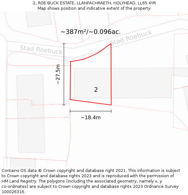 2, ROE BUCK ESTATE, LLANFACHRAETH, HOLYHEAD, LL65 4YR: Plot and title map