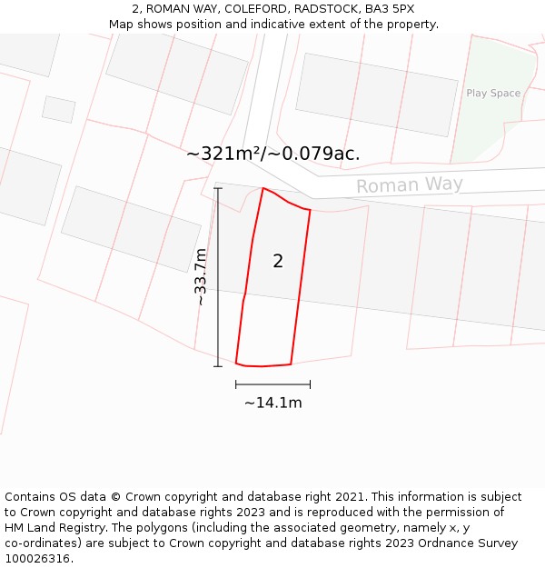 2, ROMAN WAY, COLEFORD, RADSTOCK, BA3 5PX: Plot and title map