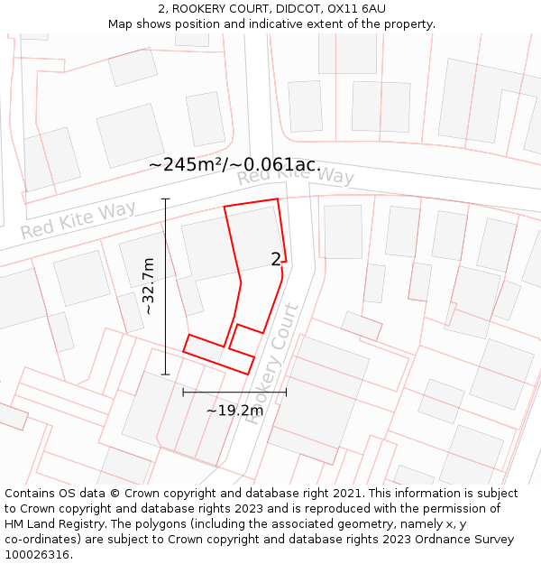 2, ROOKERY COURT, DIDCOT, OX11 6AU: Plot and title map