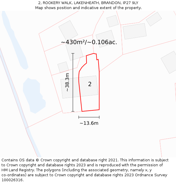 2, ROOKERY WALK, LAKENHEATH, BRANDON, IP27 9LY: Plot and title map