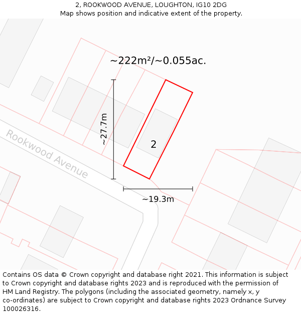 2, ROOKWOOD AVENUE, LOUGHTON, IG10 2DG: Plot and title map