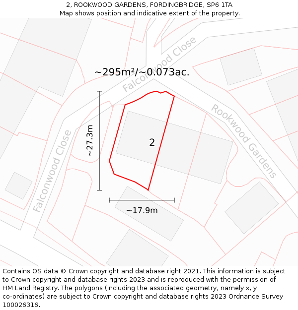 2, ROOKWOOD GARDENS, FORDINGBRIDGE, SP6 1TA: Plot and title map