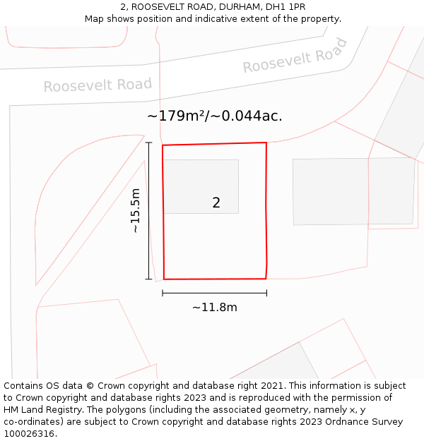 2, ROOSEVELT ROAD, DURHAM, DH1 1PR: Plot and title map