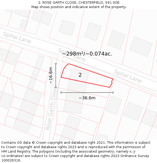 2, ROSE GARTH CLOSE, CHESTERFIELD, S41 0GE: Plot and title map