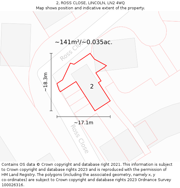 2, ROSS CLOSE, LINCOLN, LN2 4WQ: Plot and title map