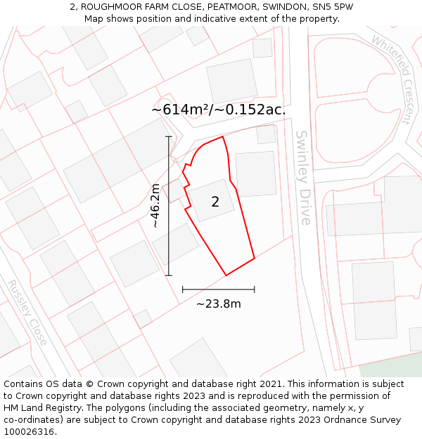 2, ROUGHMOOR FARM CLOSE, PEATMOOR, SWINDON, SN5 5PW: Plot and title map