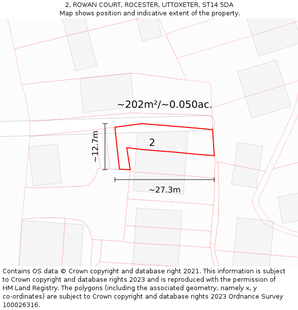 2, ROWAN COURT, ROCESTER, UTTOXETER, ST14 5DA: Plot and title map