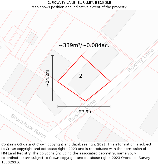 2, ROWLEY LANE, BURNLEY, BB10 3LE: Plot and title map