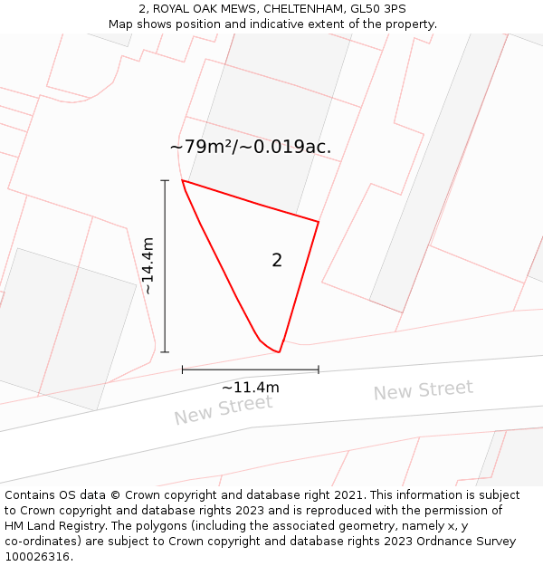 2, ROYAL OAK MEWS, CHELTENHAM, GL50 3PS: Plot and title map