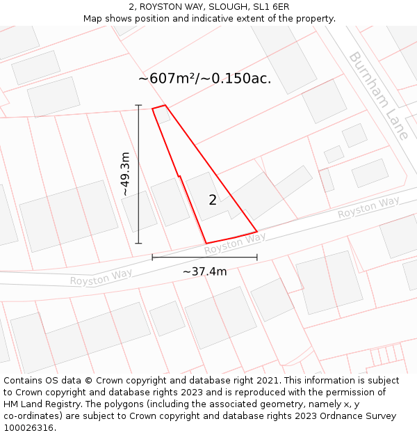 2, ROYSTON WAY, SLOUGH, SL1 6ER: Plot and title map