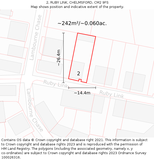 2, RUBY LINK, CHELMSFORD, CM2 9FS: Plot and title map