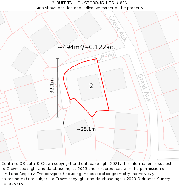 2, RUFF TAIL, GUISBOROUGH, TS14 8PN: Plot and title map