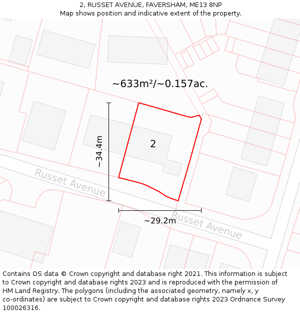 2, RUSSET AVENUE, FAVERSHAM, ME13 8NP: Plot and title map