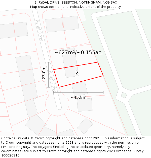 2, RYDAL DRIVE, BEESTON, NOTTINGHAM, NG9 3AX: Plot and title map