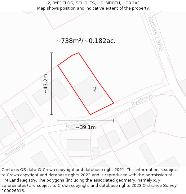 2, RYEFIELDS, SCHOLES, HOLMFIRTH, HD9 1XF: Plot and title map