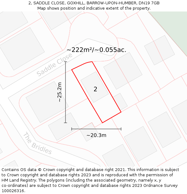 2, SADDLE CLOSE, GOXHILL, BARROW-UPON-HUMBER, DN19 7GB: Plot and title map