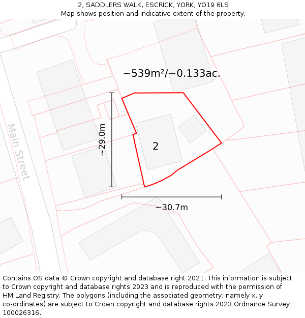 2, SADDLERS WALK, ESCRICK, YORK, YO19 6LS: Plot and title map