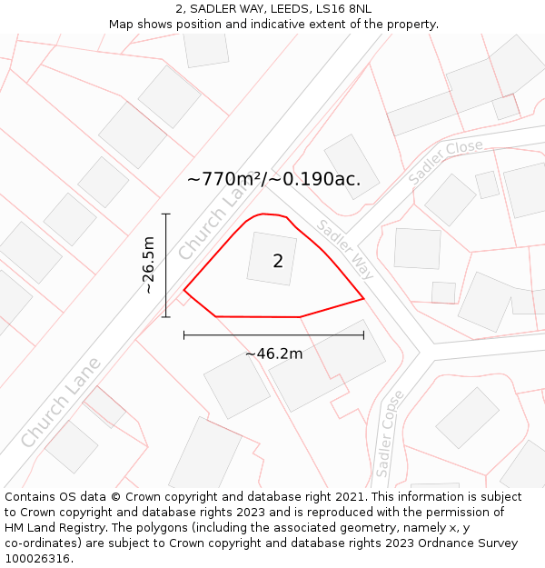 2, SADLER WAY, LEEDS, LS16 8NL: Plot and title map