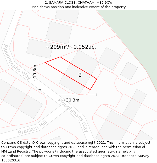 2, SAMARA CLOSE, CHATHAM, ME5 9QW: Plot and title map