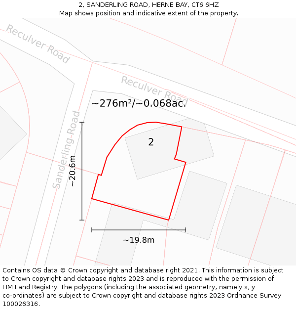 2, SANDERLING ROAD, HERNE BAY, CT6 6HZ: Plot and title map