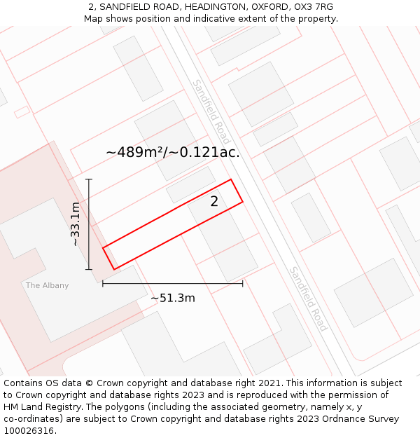 2, SANDFIELD ROAD, HEADINGTON, OXFORD, OX3 7RG: Plot and title map