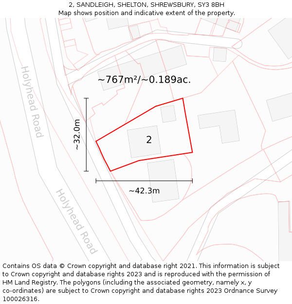 2, SANDLEIGH, SHELTON, SHREWSBURY, SY3 8BH: Plot and title map