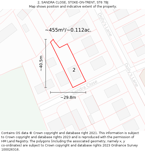 2, SANDRA CLOSE, STOKE-ON-TRENT, ST6 7BJ: Plot and title map