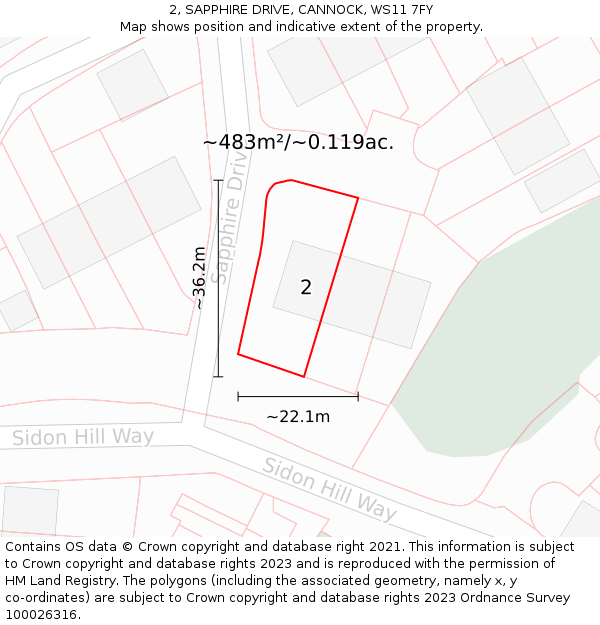 2, SAPPHIRE DRIVE, CANNOCK, WS11 7FY: Plot and title map