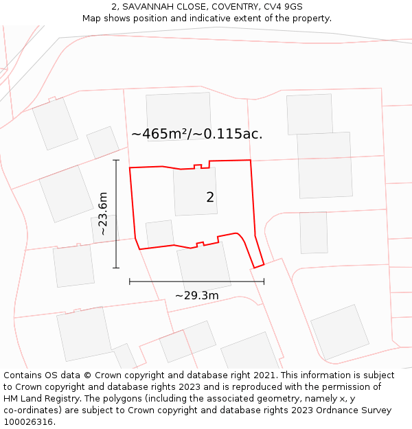 2, SAVANNAH CLOSE, COVENTRY, CV4 9GS: Plot and title map