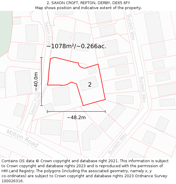 2, SAXON CROFT, REPTON, DERBY, DE65 6FY: Plot and title map